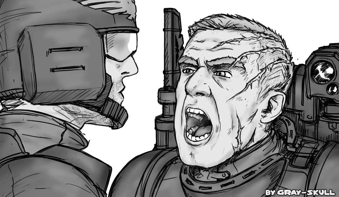 Srg. Hartman 40k (by Gray-Skull) - My, Warhammer 40k, Full Metal Jacket, Imperial guard, Wh humor, Crossover, Art, Gray-skull, Memes