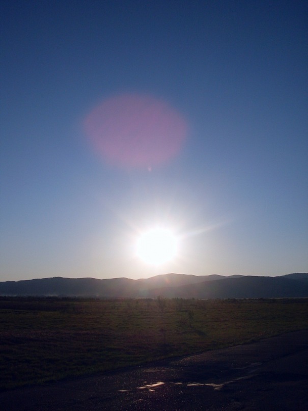 the setting sun - My, Buryatia, The sun, Steppe