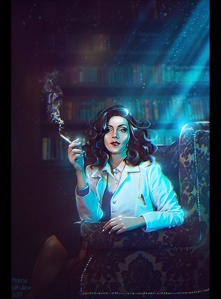 Brigid Tenenbaum. Фан-арт по игре Bioshock. - Моё, Арт, Фан-Арт, BioShock, Бриджит Тененбаум, Елена Никулина, Восторг, Женщина, Ученые, Женщины