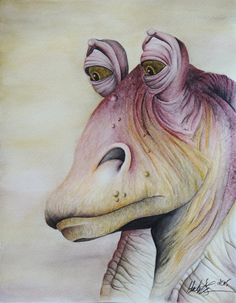 Positive and good-natured Jar Jar Binks - Star Wars, Art, Longpost