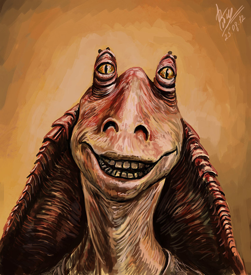 Positive and good-natured Jar Jar Binks - Star Wars, Art, Longpost