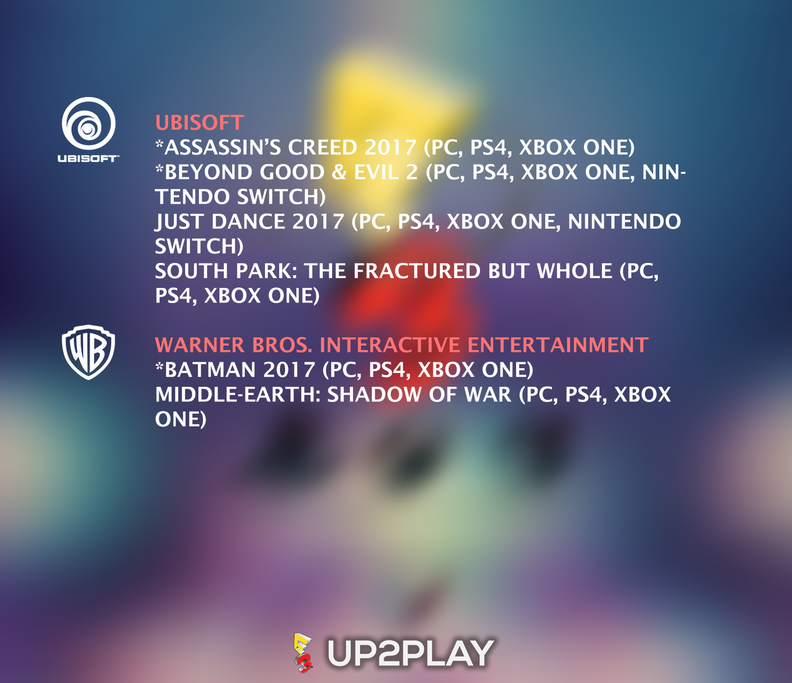 Rumor: a list of games that will be shown at E3 2017 - Games, Ubisoft, Rockstar, Sony, Gamers, Longpost