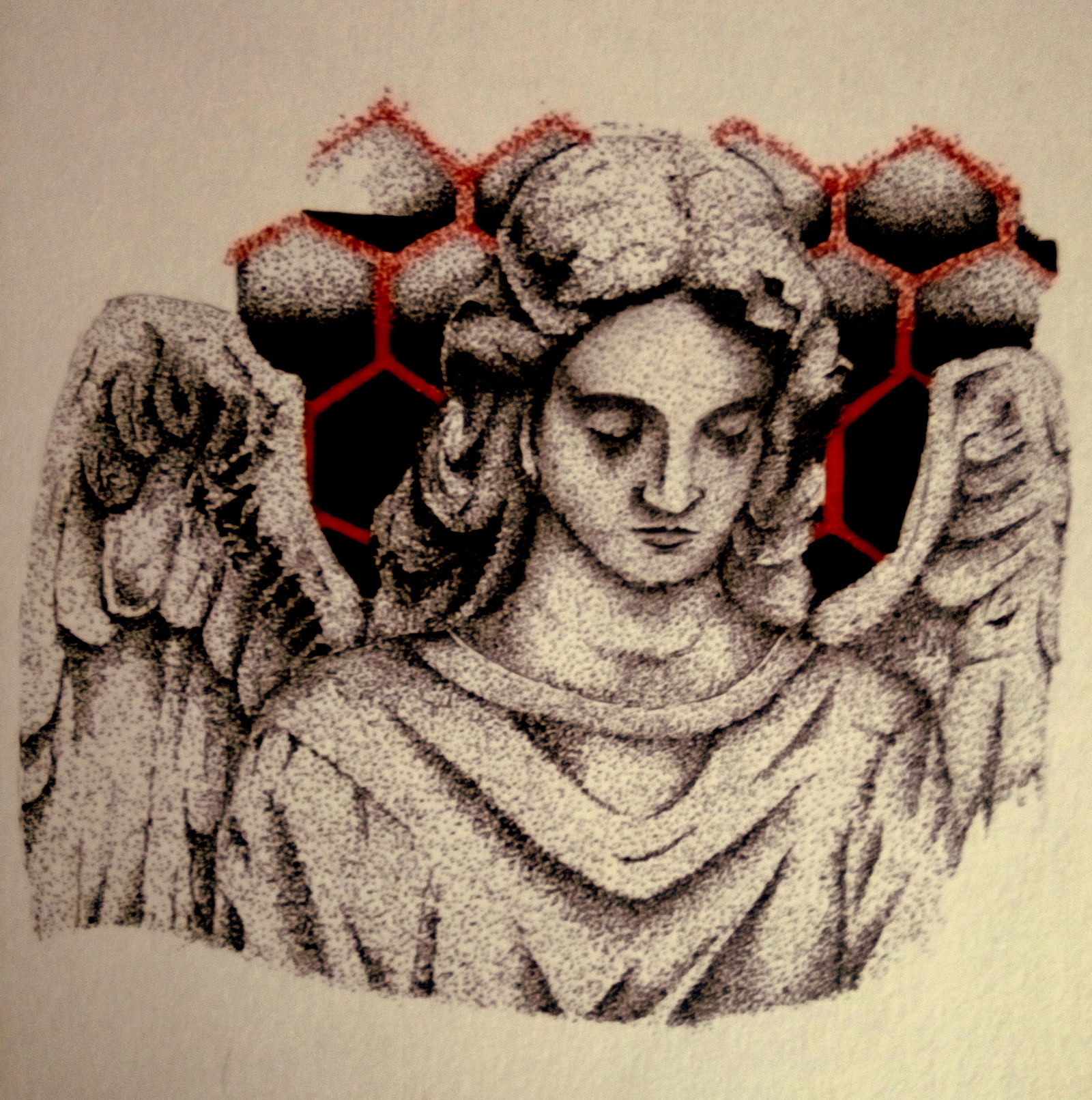 Angel dotwork - My, , Graphics, Creation, Angel, My, Liner, Dotwork