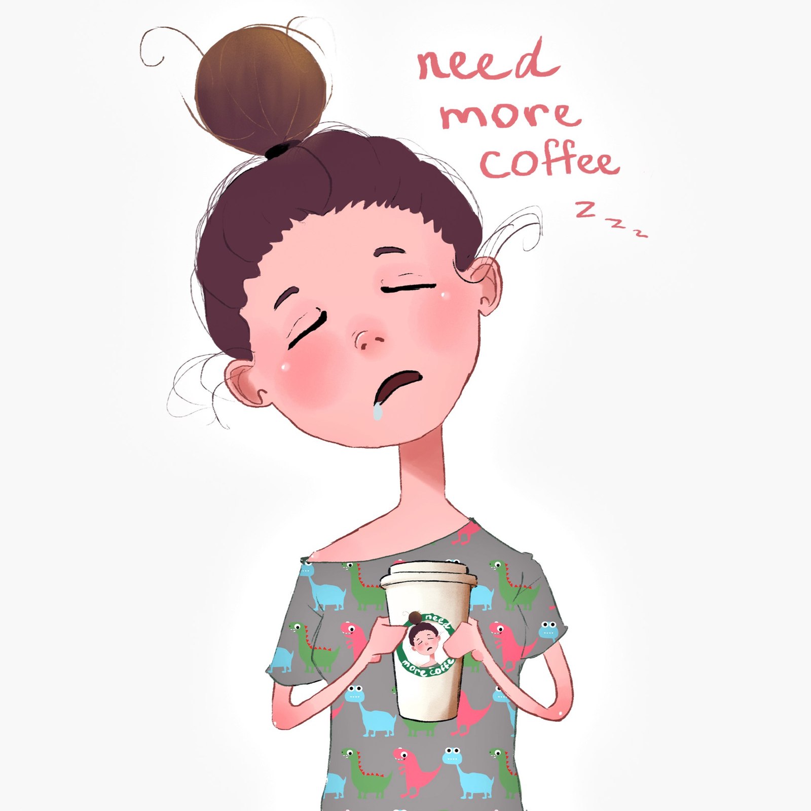 Need more coffee... Illustration - Моё, Иллюстрации, Арт, Кофе, Рисунок, Parvinaolive