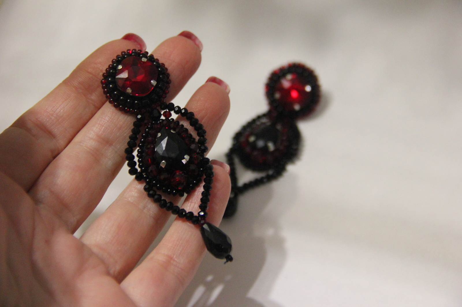 Set - My, Bezel, Earrings, Beads, Handmade, Decoration