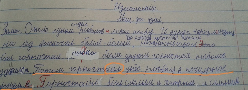 Оформление изложения в начальной школе образец