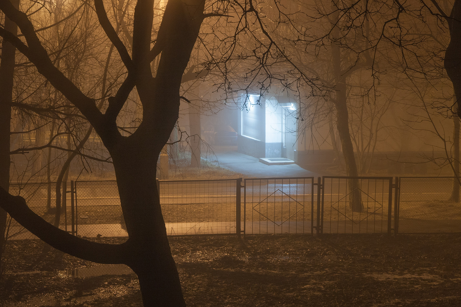 Вчерашний туман в Москве - Моё, Фотография, Туман, Стадион, Ночь, Длиннопост