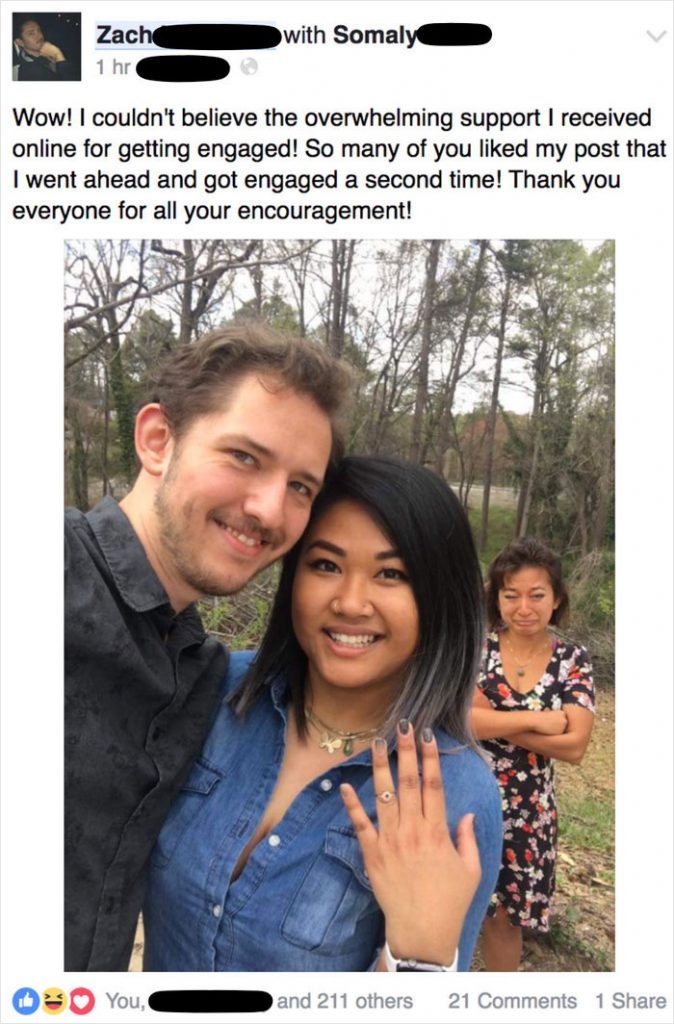 The guy boasted on Facebook of the engagement with eight different people to collect more likes - Idiocy, Like, , Engagement, Longpost