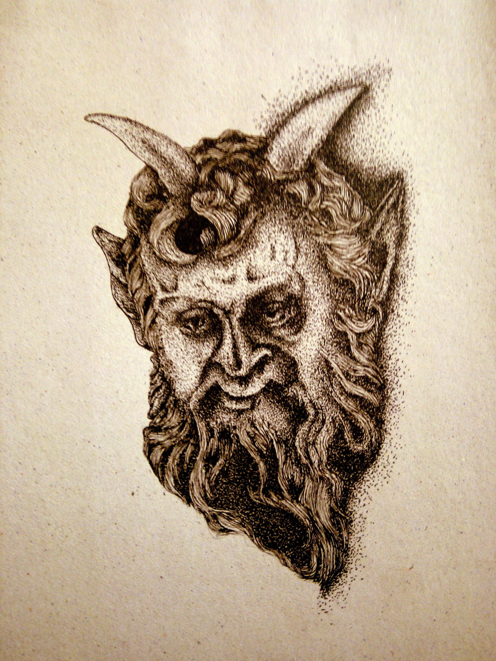 Faun - My, Faun, Graphics, Dotwork, My, Drawing, Creation