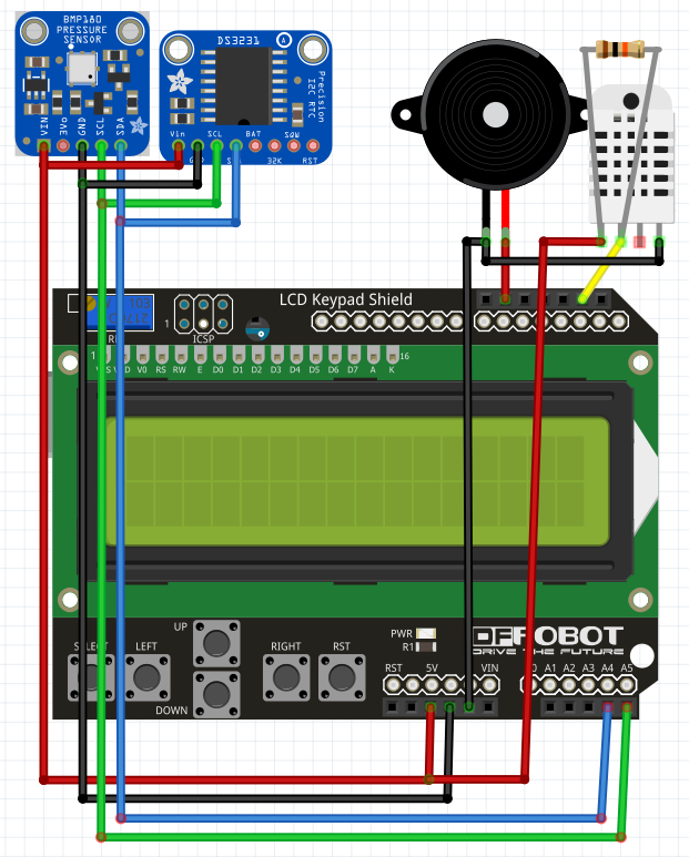 My compact Arduino weather station with real time clock and alarm - My, Arduino, Electronics, Weather station, Homemade, , , , , Longpost