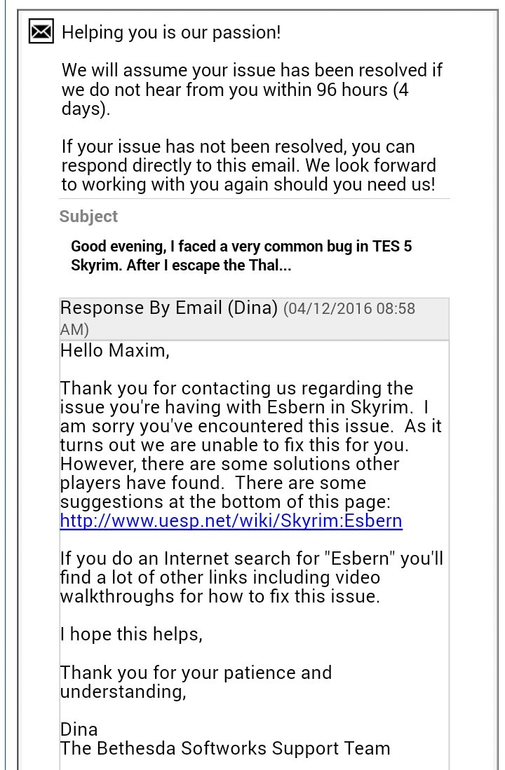 Как я письмо в Bethesda писал - Моё, Skyrim, Баг, Bethesda, WTF, Письмо, Разработчики, Длиннопост