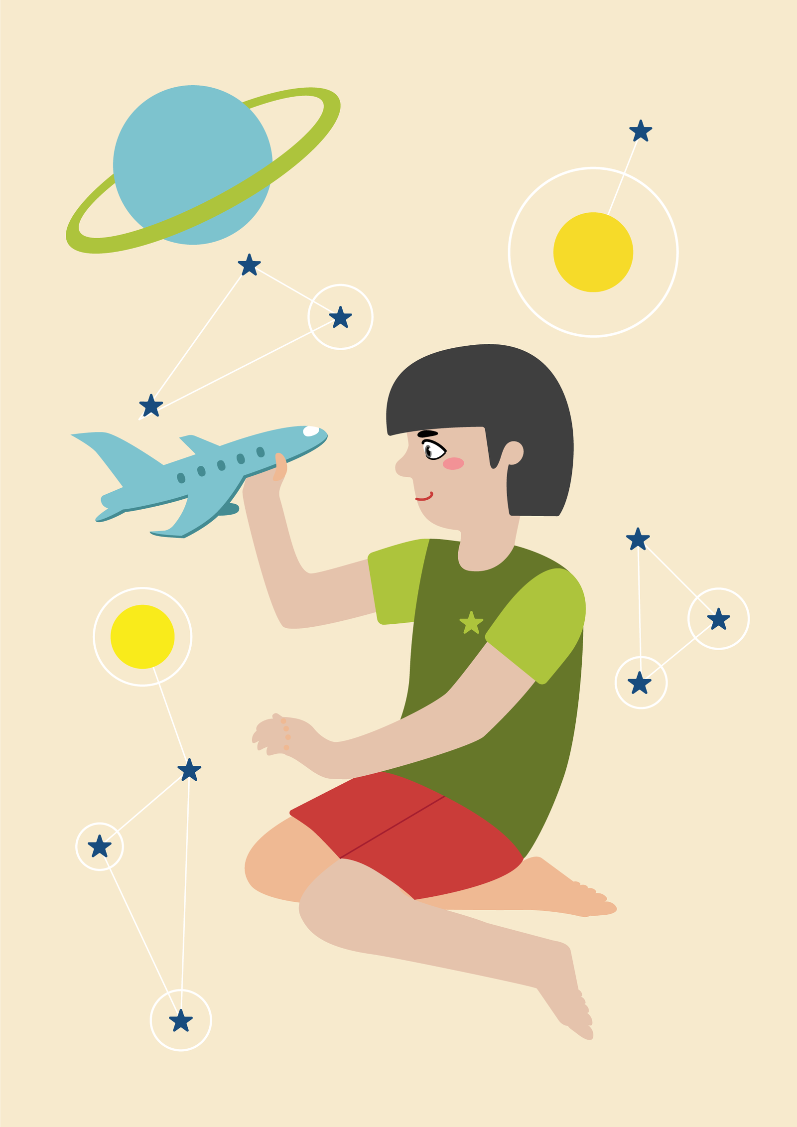 Children and space - My, Vector graphics, Illustrations, Illustrator, Longpost