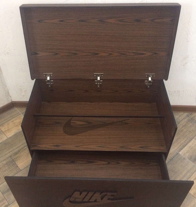 NIKE style shoe storage box - My, , Nike, Handmade, Handmade, With your own hands, Furniture, Exclusive, Shoes, Longpost