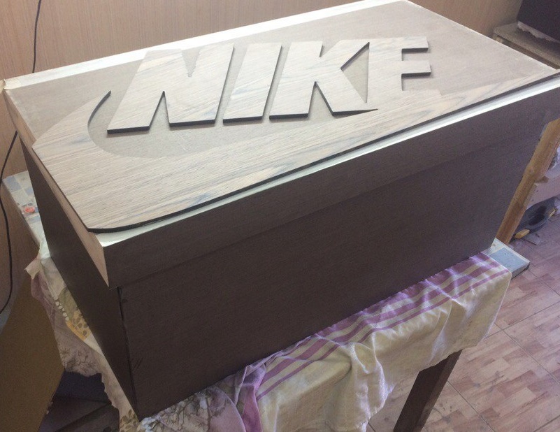 NIKE style shoe storage box - My, , Nike, Handmade, Handmade, With your own hands, Furniture, Exclusive, Shoes, Longpost