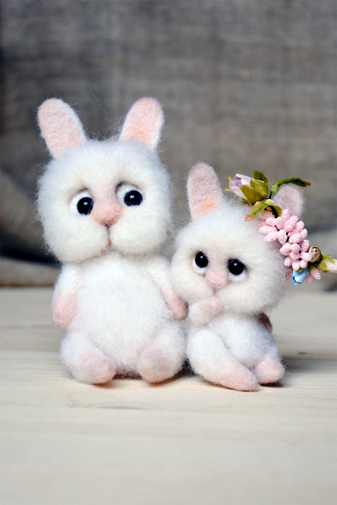 Wool bunny family - My, Wool, Felt, Needlework, Wallow, , Hare, Longpost