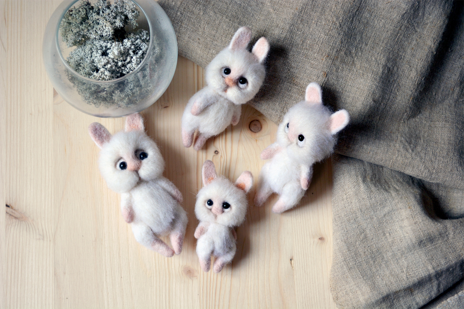 Wool bunny family - My, Wool, Felt, Needlework, Wallow, , Hare, Longpost