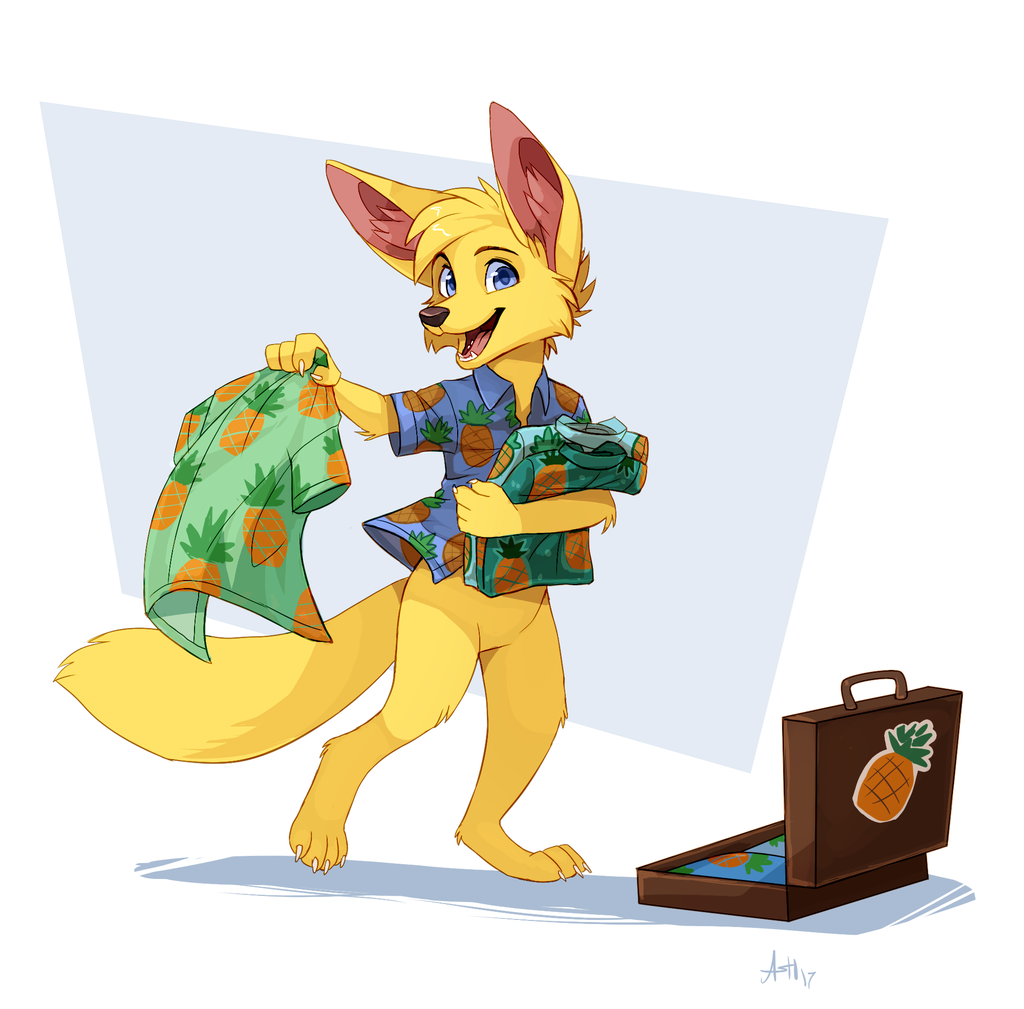 Goldenrod - , Furry, Art, Fenech, A pineapple, Skeleion