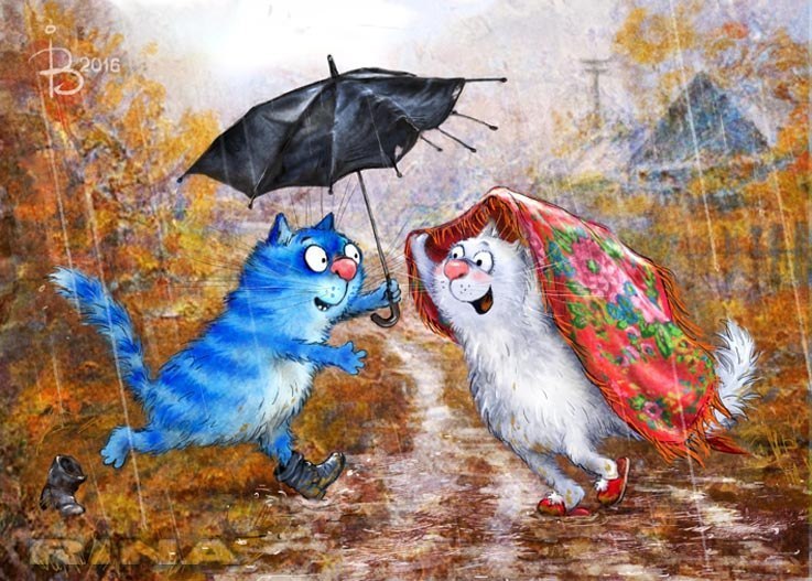 Blue cats of Rina Zenyuk - Art, cat, Illustrations, Longpost, Rina Zenyuk