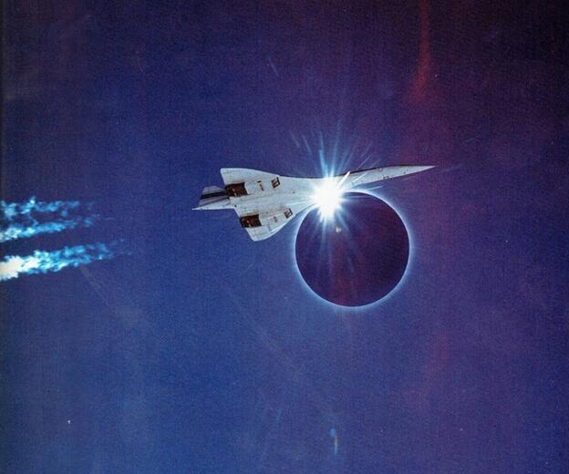 Flight of the Concorde during a solar eclipse, 1973 - Aviation, Concord, Eclipse