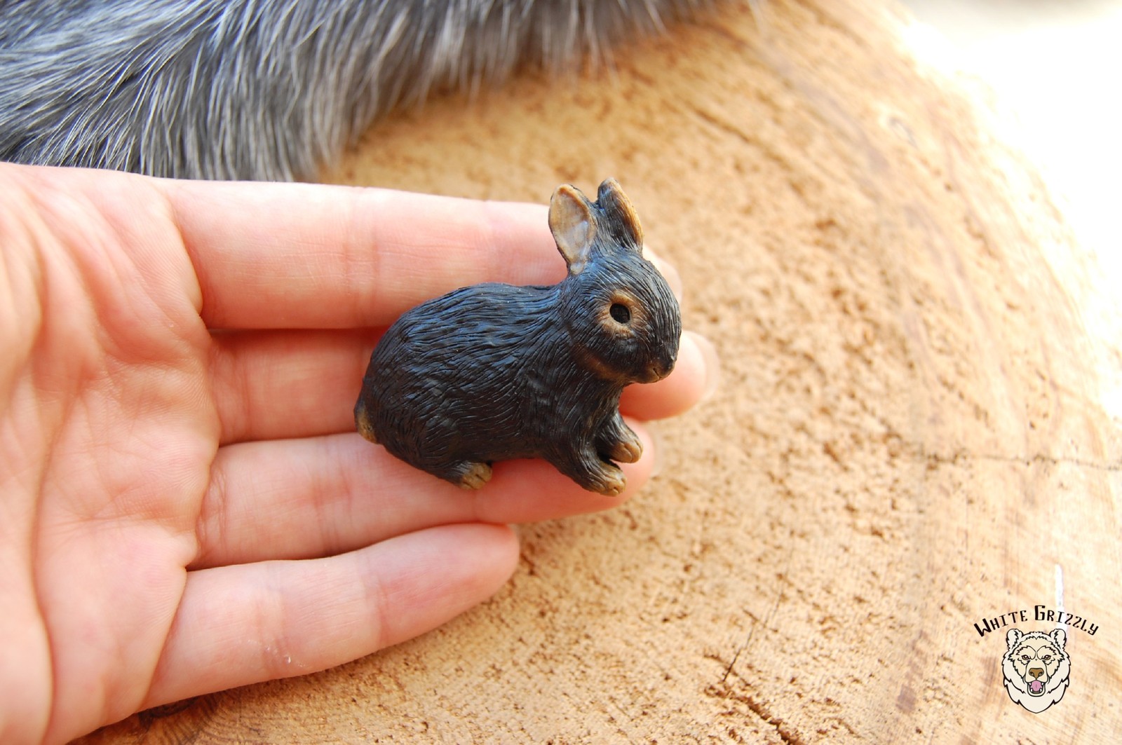 Brooch black rabbit made of polymer clay - My, Rabbit, Hare, With your own hands, Handmade, Brooch, Decoration, Handmade, Polymer clay