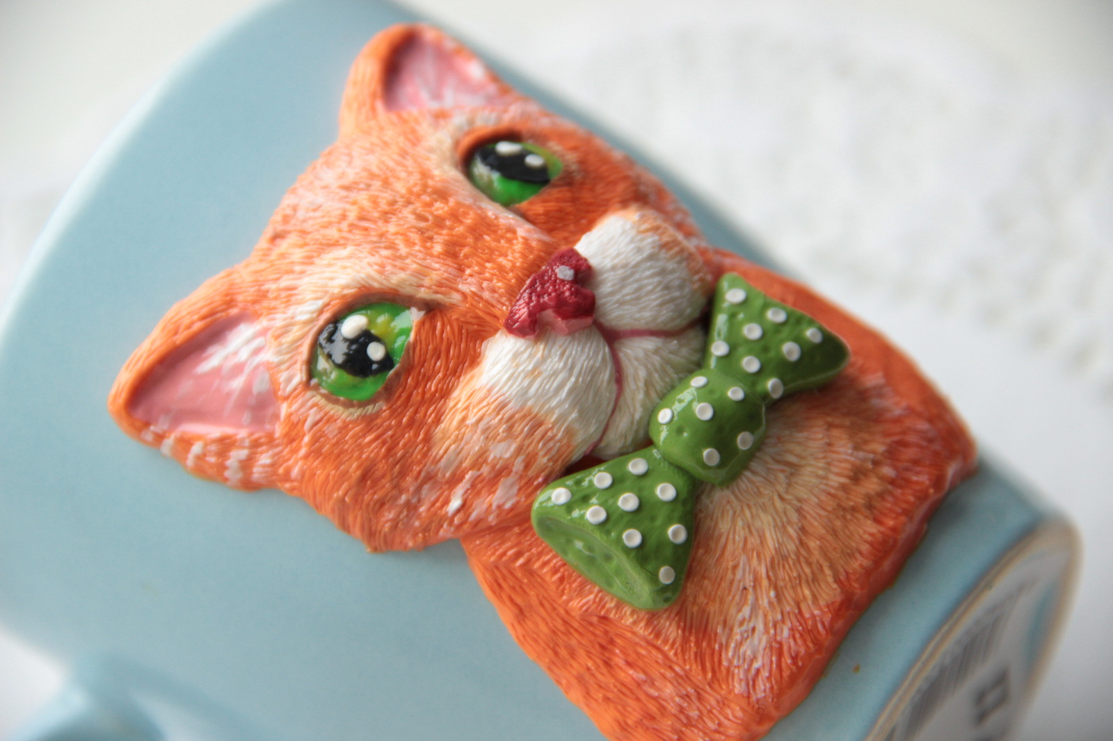 Cat made of polymer clay on a mug. - My, cat, Polymer clay, Handmade, With your own hands, Кружки