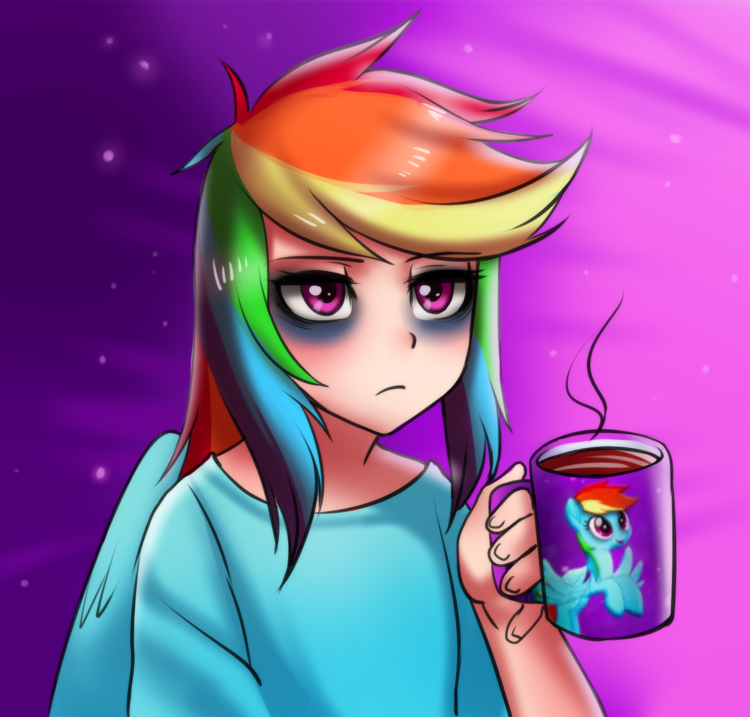 my usual morning - My little pony, Rainbow dash, Racoonkun, Humanization, My little pony: the movie