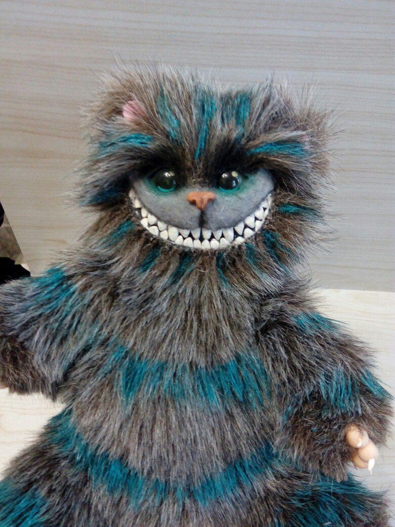 Cheshire Cat . First mixed media toy - My, Cheshire Cat, Cheshire, Handmade, , Alice in the Wonderland, Alice in Wonderland, Mixed media, Longpost