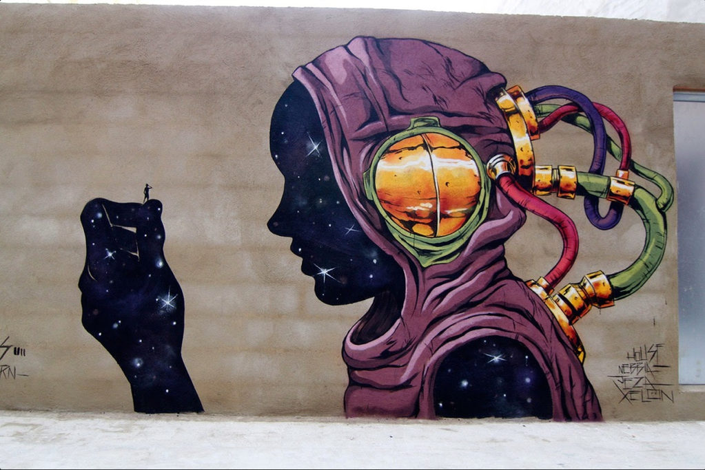 Graffiti - you're just space! - Street art, Graffiti, , Space, Longpost