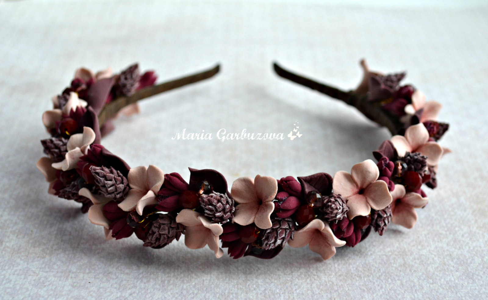 Headbands with handmade flowers made of polymer clay - My, Polymer clay, Polymer floristry, With your own hands, Longpost