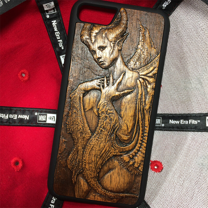 Wood case for iPhone 7 - Succubus - My, , The Gift of Hands, IPhone case, Accessories, Demon, Handmade, CNC, iPhone 7, Longpost, Case for phone