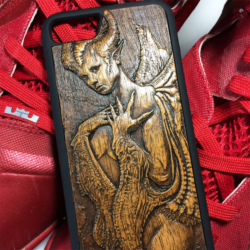 Wood case for iPhone 7 - Succubus - My, , The Gift of Hands, IPhone case, Accessories, Demon, Handmade, CNC, iPhone 7, Longpost, Case for phone