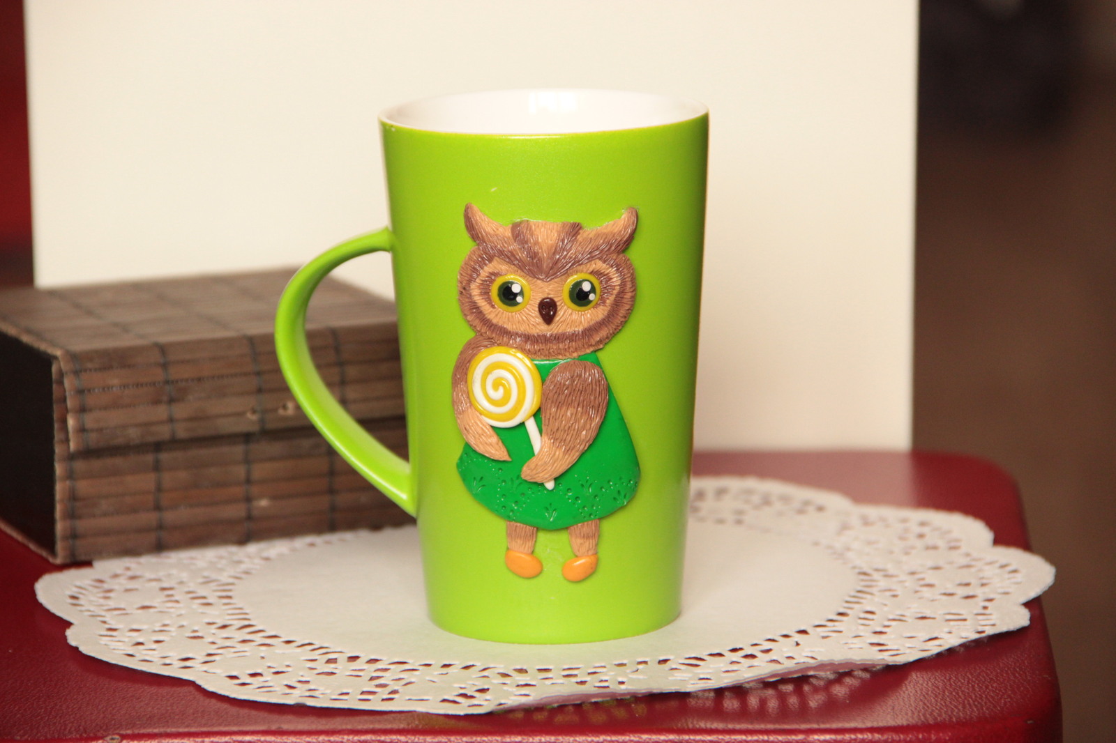 Mug Owl with candy - My, , Handmade, Кружки, With your own hands, Polymer clay, Longpost