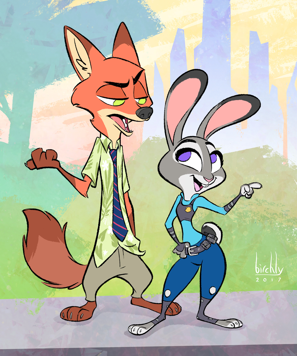 Арты от artbirchly - Зверополис, Арт, Мисс Барашкис, Nick Wilde, Judy Hopps, Длиннопост, Artbirchly