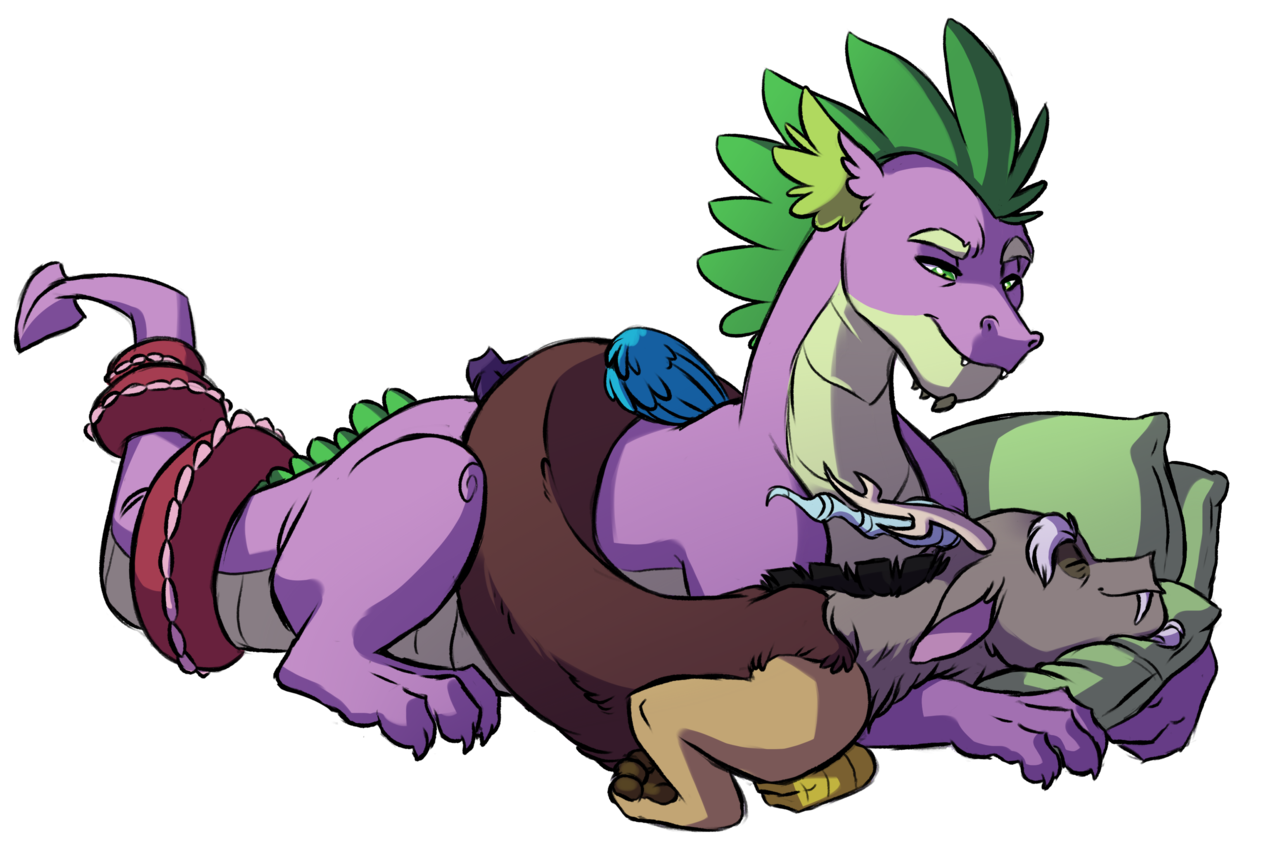 Dragon Snuggles - My little pony, MLP gay, Spike, Discord, Shipping