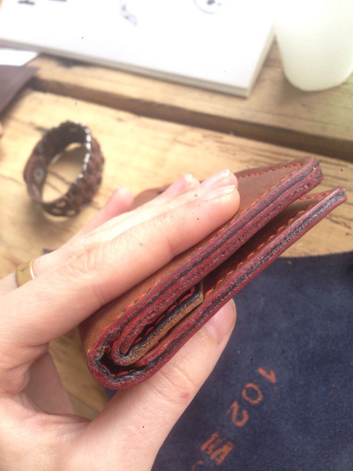 Red purse. - My, Leather, Leather, Leather craft, Wallet, Needlework, Handmade, I want criticism, Hello reading tags, Longpost, Leather products