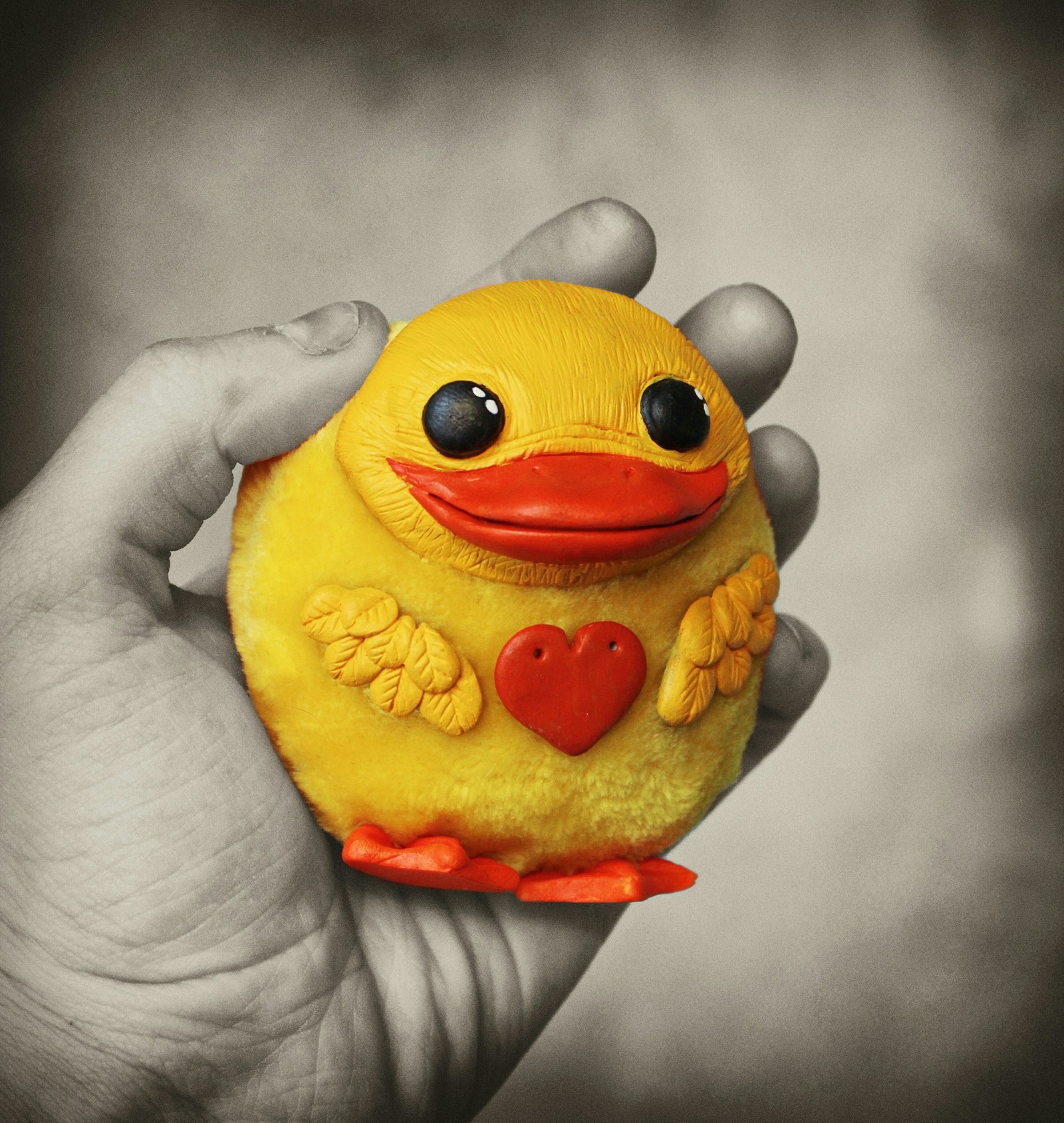 palm duck - My, Ducklings, Handmade, Polymer clay