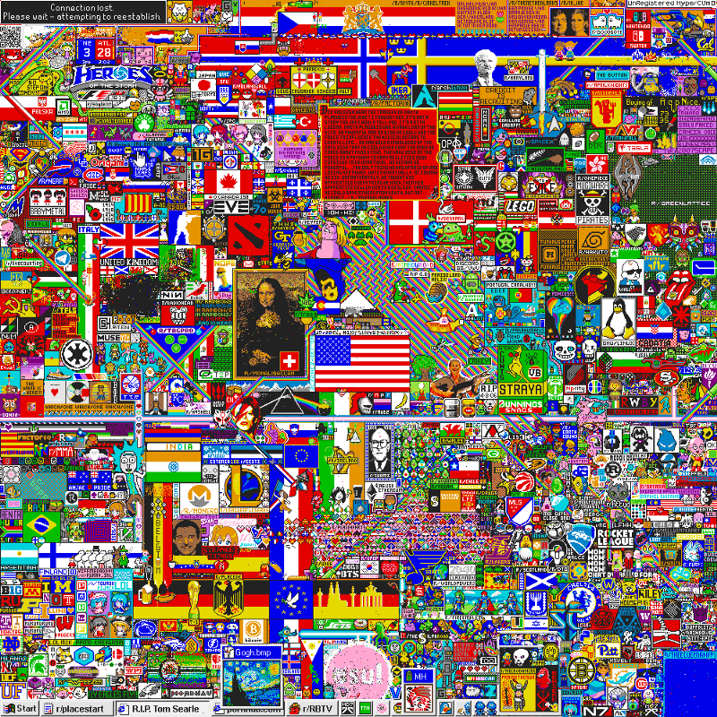 Это нарисовали 200 000 человек за 72 часа - Reddit, Pixel Art, Эксперимент, Гифка, Длиннопост