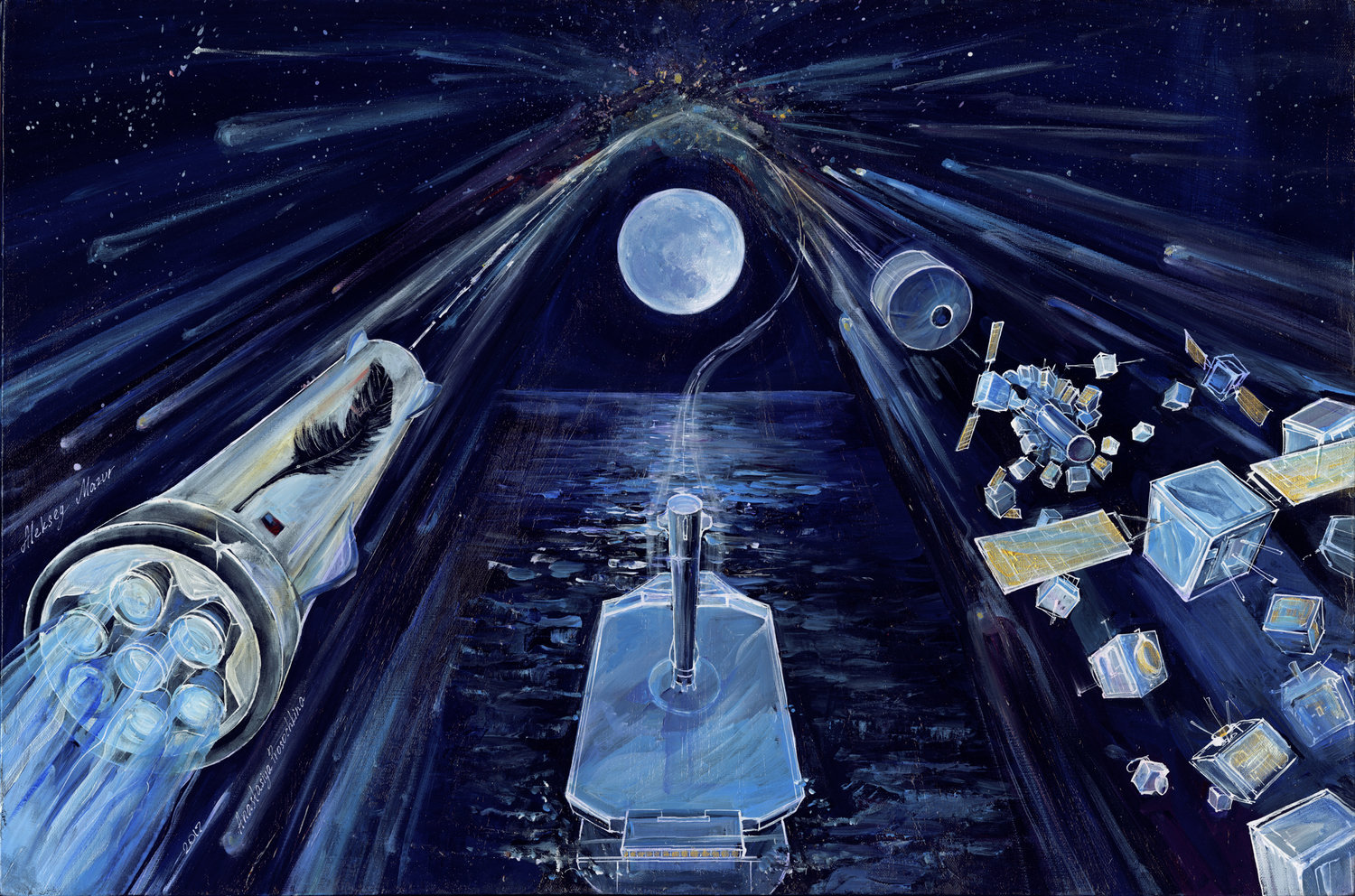 The path to weightlessness. A series of paintings about foreign astronautics - My, Spacex, Falcon 9, Space, Art, Blue origin, Virgin galactic, Longpost