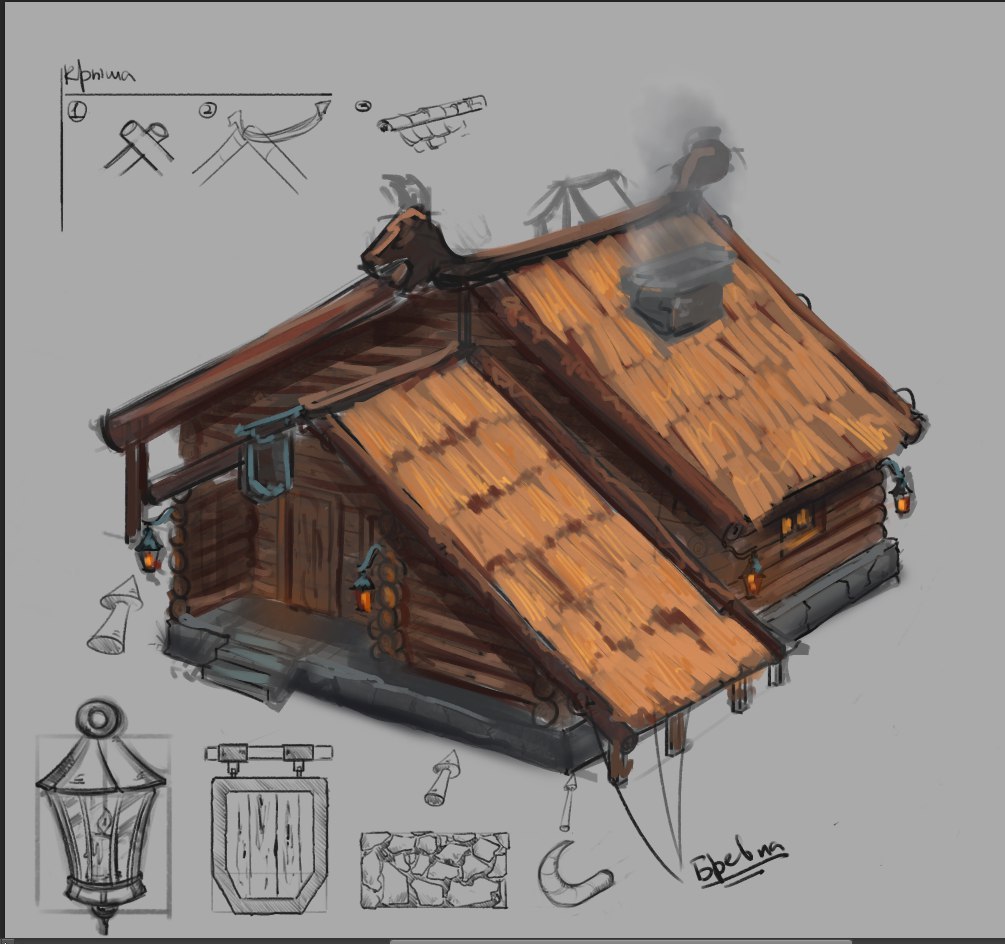 Night is coming - briefly about how the Residential Hut was made - My, Game development, Unity, Инди, Drawing, Games, Gamedev, Indie, Longpost