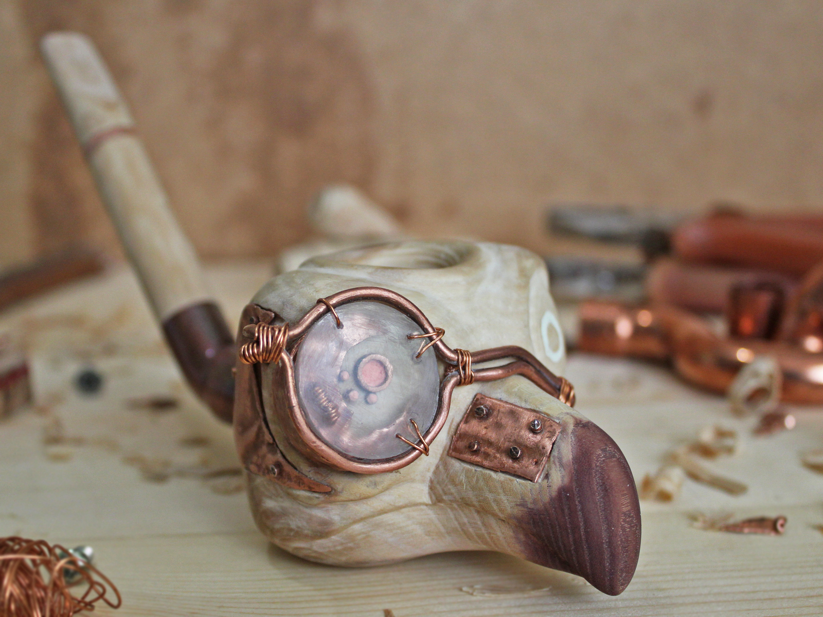 Steampunk smoking pipe - My, A tube, Smoking pipe, Steampunk, Longpost, Fluorescence, It's alive