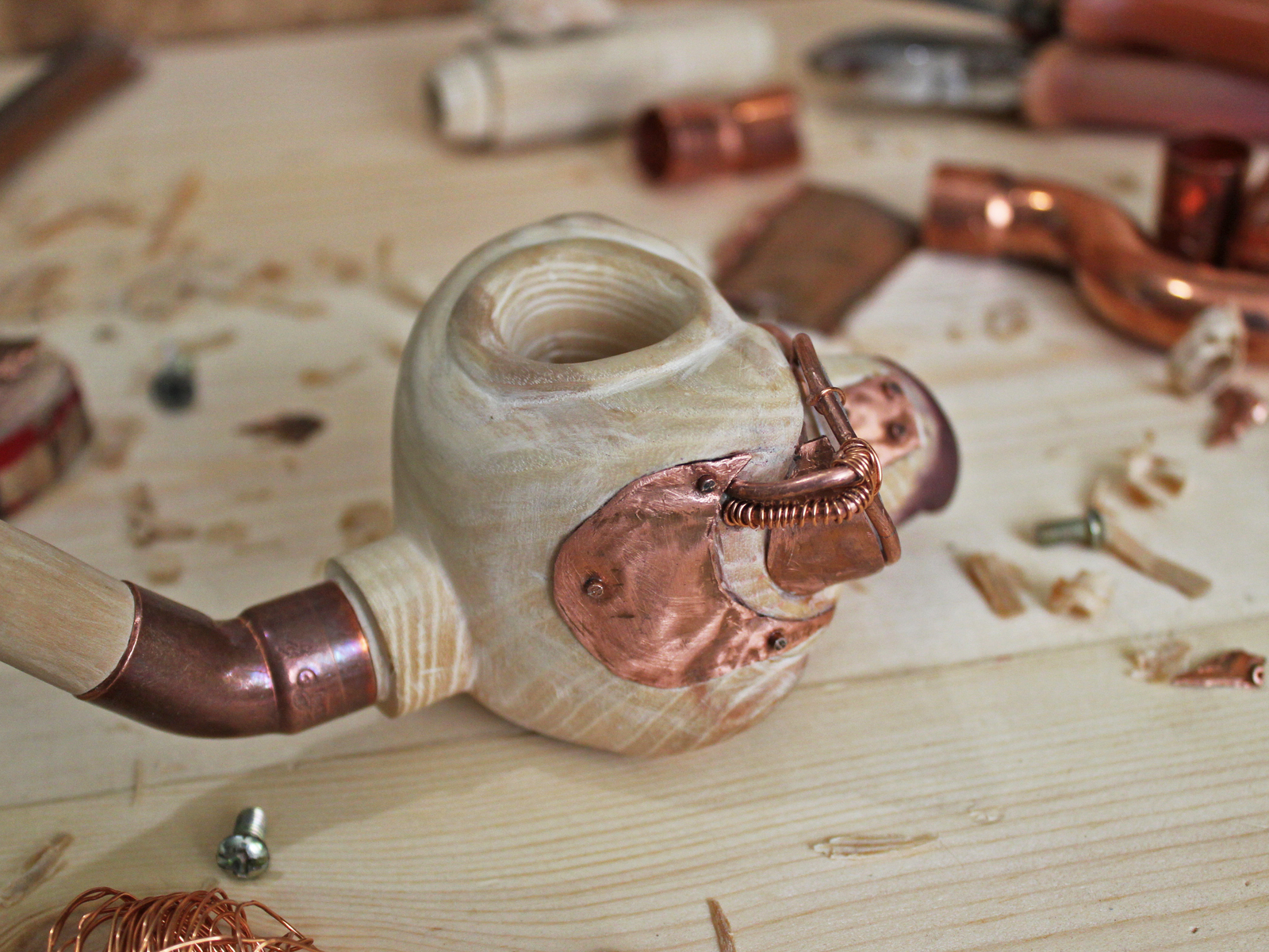 Steampunk smoking pipe - My, A tube, Smoking pipe, Steampunk, Longpost, Fluorescence, It's alive