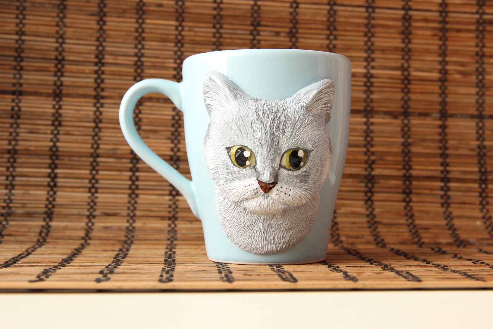 Mug with your favorite pet. - My, Polymer clay, Handmade, Mug with decor, cat, With your own hands