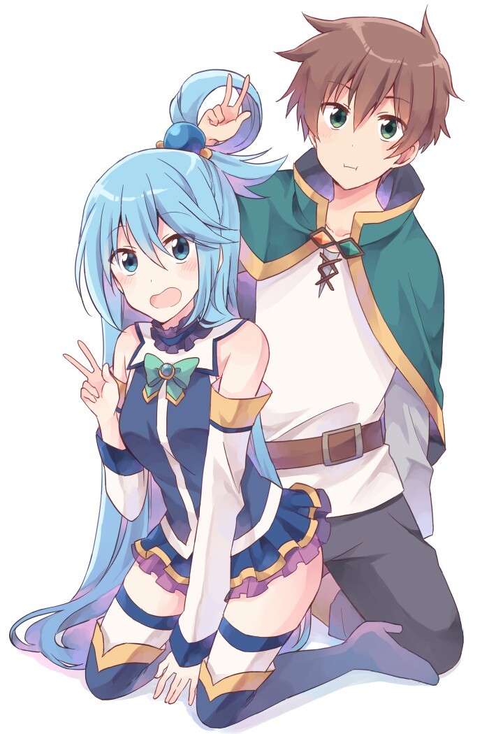 Kono Suba - Anime art, Art, Anime, , Aqua, Konosuba, Satou kazuma, Longpost