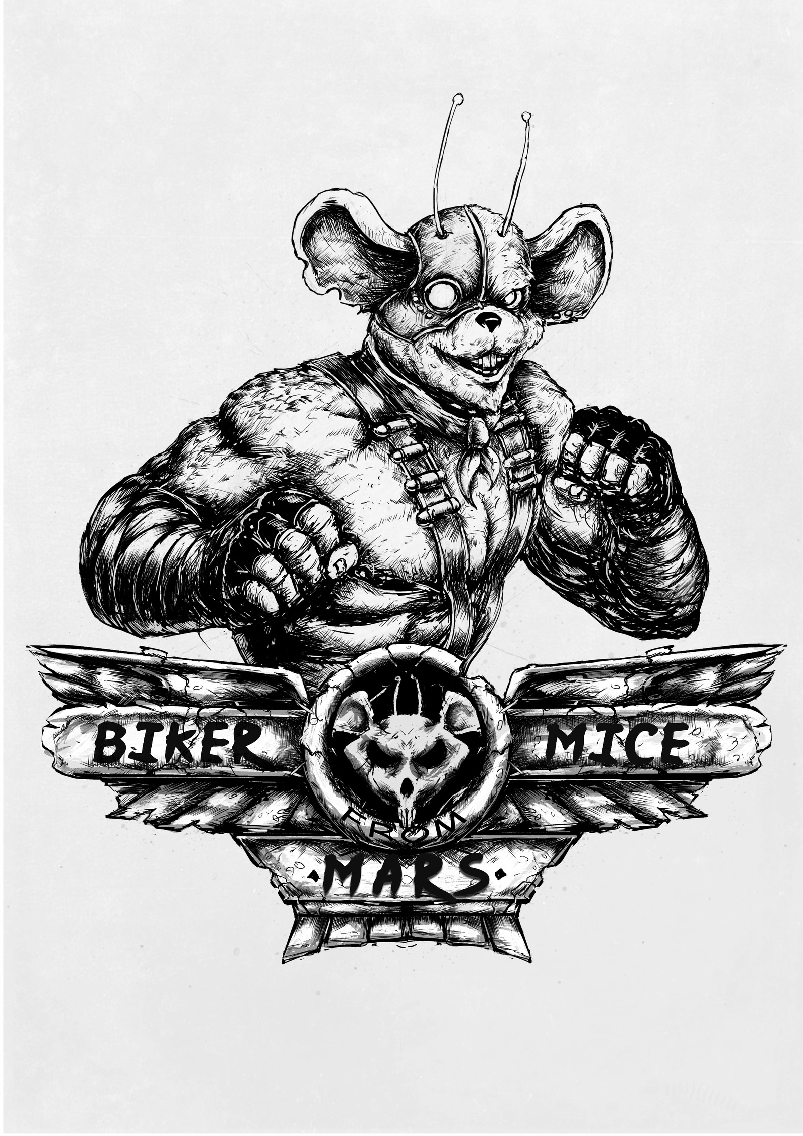 Drawn by Winnie, the first in a series of Mice Biker drawings - My, Rocker Mice from Mars, Vinnie, Range rover, Longpost