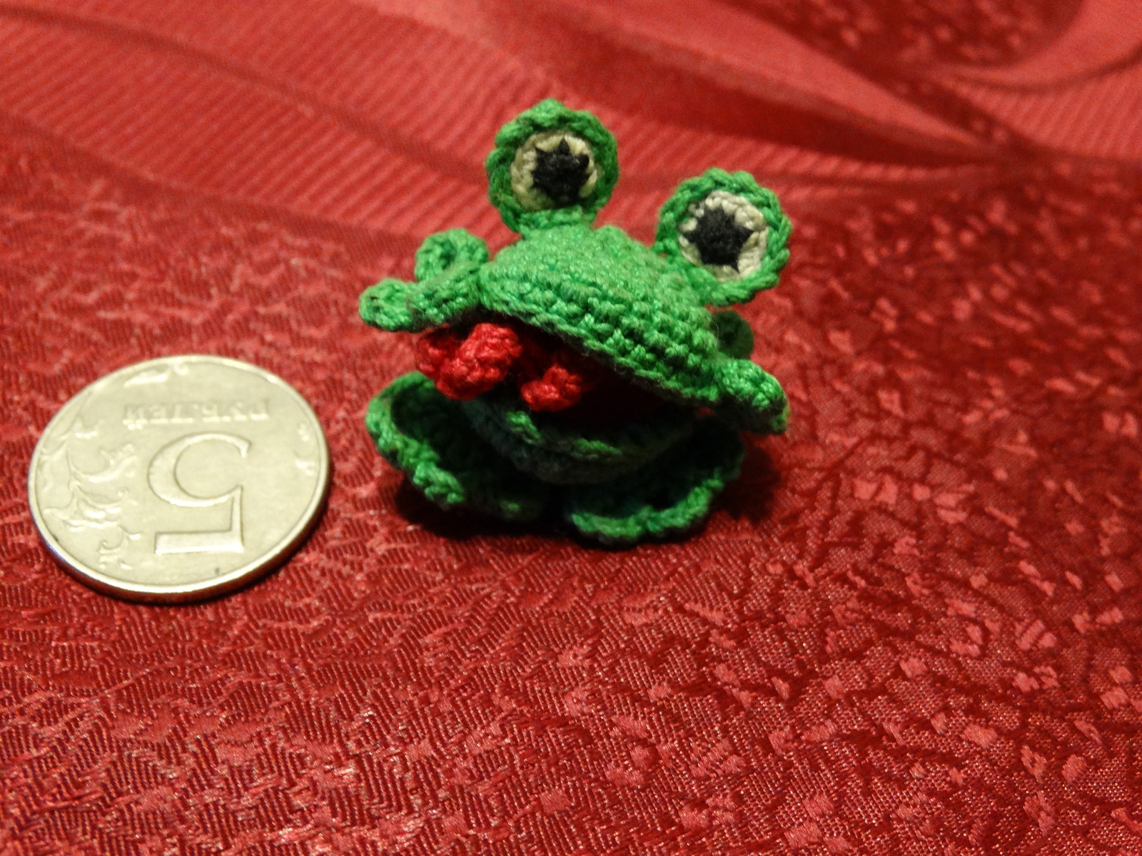 Frog Kvasily - My, Knitting, Crochet, Knitted toys, Miniature, Hobby, Needlework, Longpost