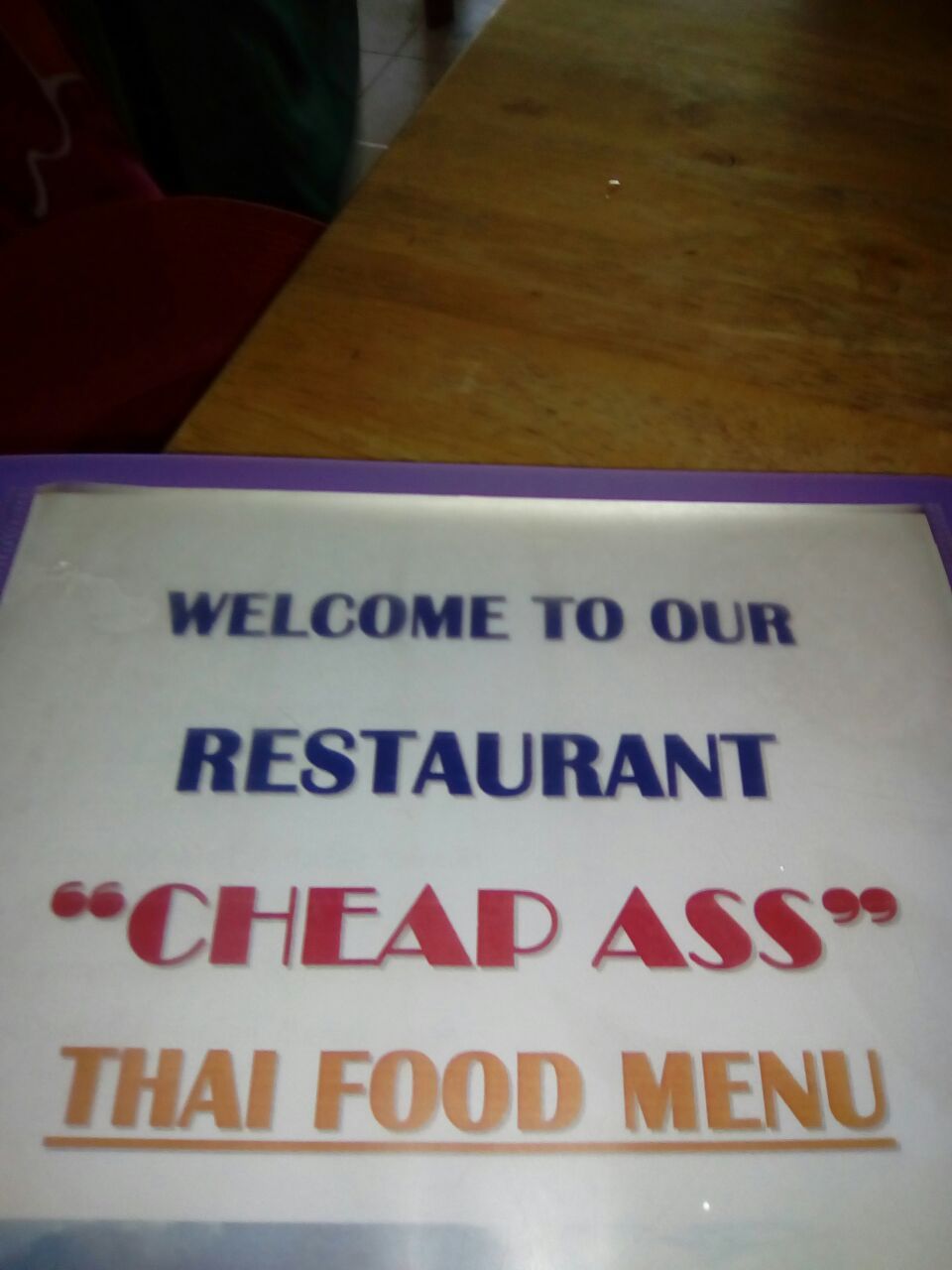 Where to eat cheap in Thailand? - A restaurant, Menu, Funny name