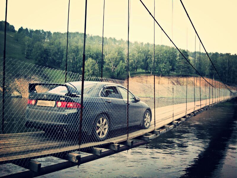 After the flood in one of the districts of Bashkiria - Suspension bridge, Flood, Auto, In contact with