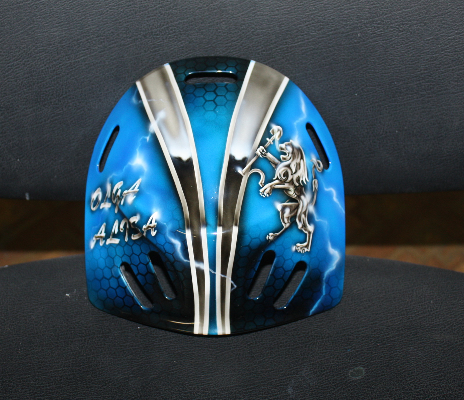 Helmet for the goalkeeper of HC Neftekhimik (KHL) - My, , KHL, Airbrushing on the helmet, Tyumen, Airbrushing, Tyumenaero, Tyumenaero, Longpost