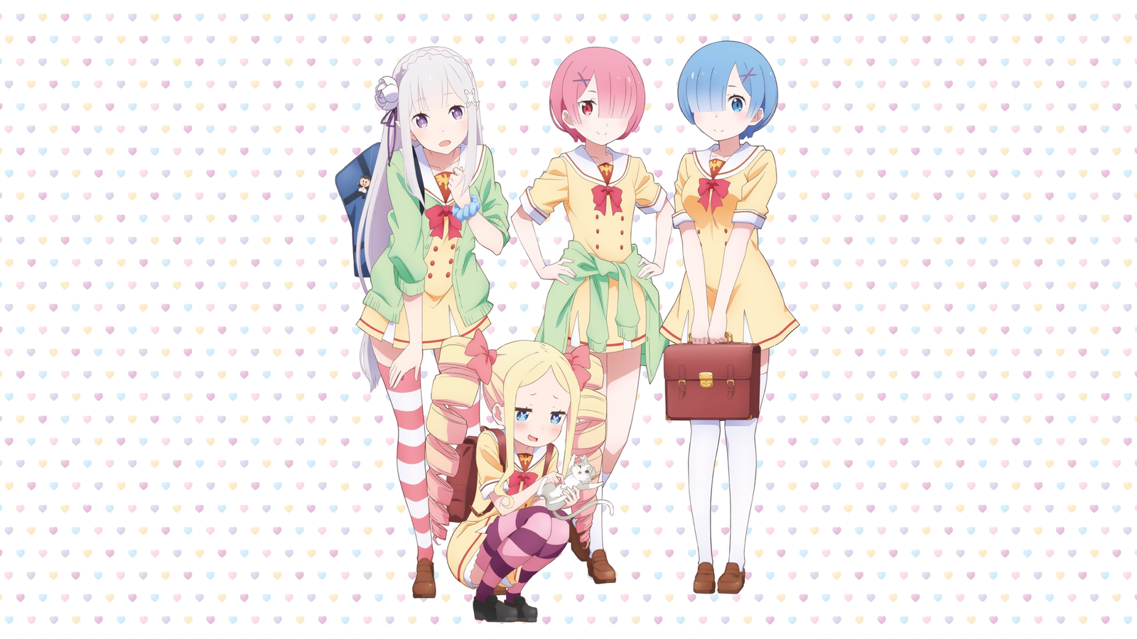 Ram, Rem, Emilia, Beatrice (Re:Zero) - Anime art, Re: Zero Kara, Ram, Rem, Emilia, Beatrice, Ram (Re: Zero Kara), Rem (Re: Zero Kara)