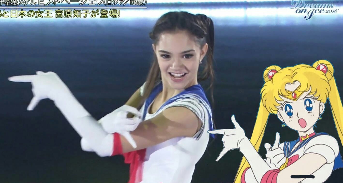 Russian figure skater conquered Japan with Sailor Moon cosplay - Evgeniya Medvedeva, Sailor Moon, Figure skating, , , Demonstration performances